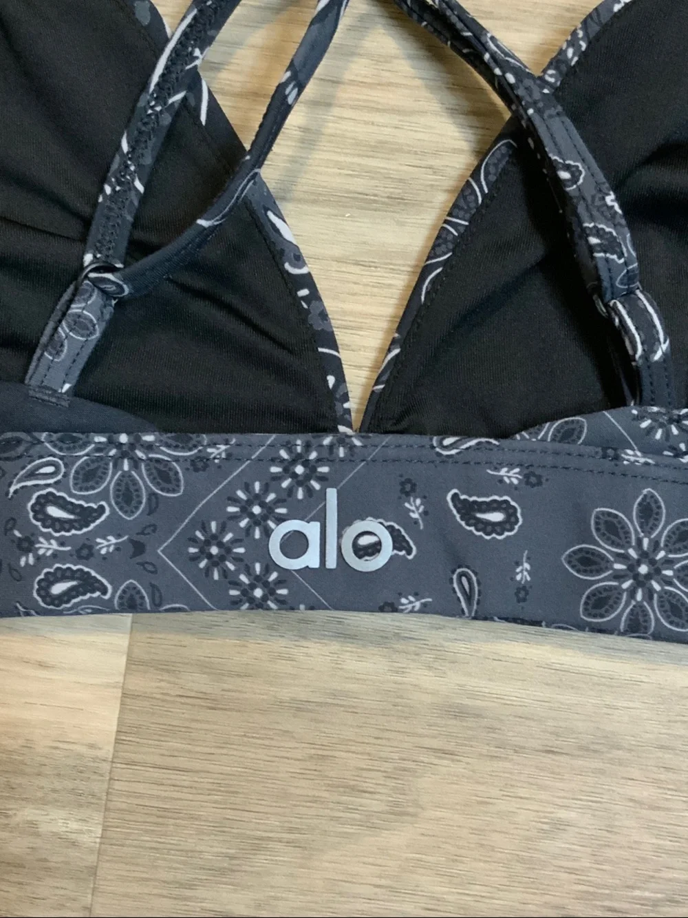 ALO Yoga Black Paisley Bralette